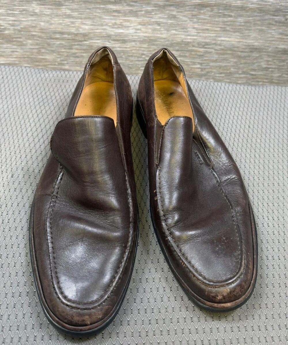 Bally Shoes Mens Size 10D Brown Leather Slip On Dress Oxford Made Switzerland